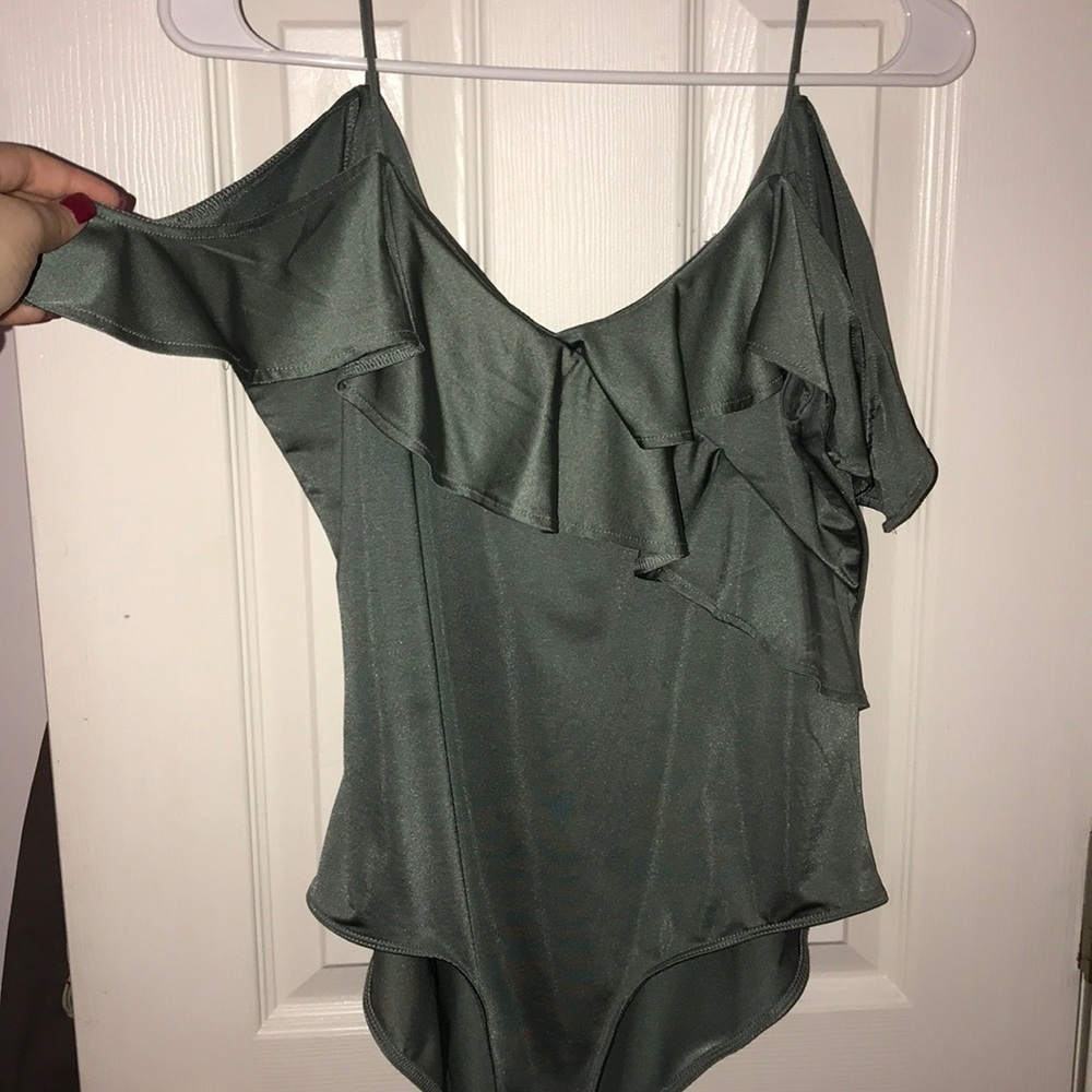 Off the shoulder silk body suit